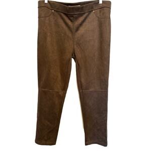 Marc New York Women’s Faux Suede Pull-On Pants Stretchy Mushroom Brown XL